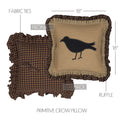 Primitive Black Crow Throw Pillow with Burlap & Tartan Ruffle Trim 18" x 18"