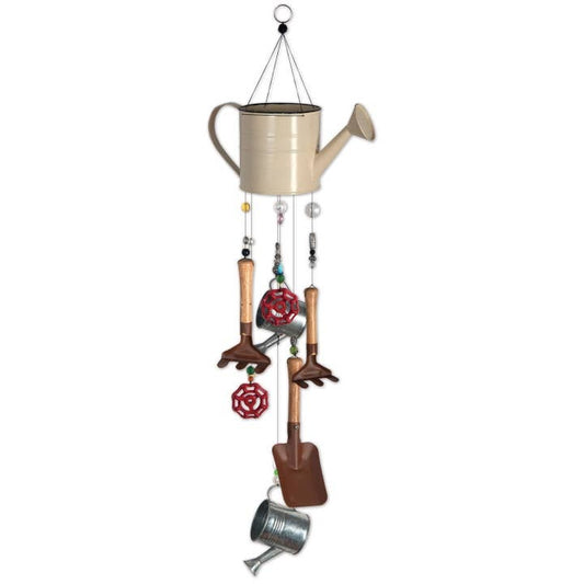 Garden Delights Watering Can and Tools Large Windchime, Country Primitive Decor