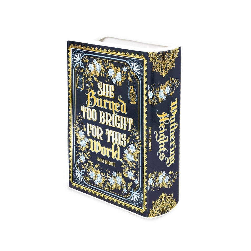 Emily Brontë’s Wuthering Heights Ceramic Book Themed 8" Flower Vase