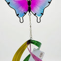 Pink and Blue Butterfly Colorful Wind Spinner Mobile with Pendant, 32"