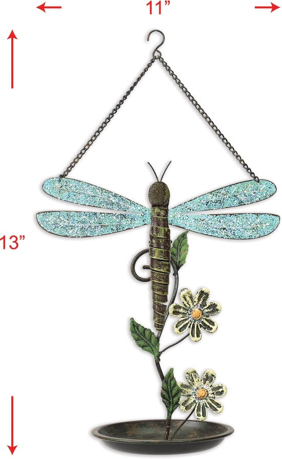 Dragonfly and Daisies, 13" Birdfeeder by Sunset Vista Designs