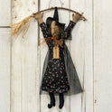 Primitive Halloween Witch Minerva Hanging Decor, Gothic Folk Art Doll, 25"
