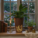 Large Metal Brown Mushroom and Floral Cut Out Botanical 11" Planter