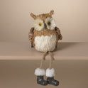 Hand-Crafted Sisal and Jute Wise Woodland Owl 12" Shelf Sitter in Dark Tan