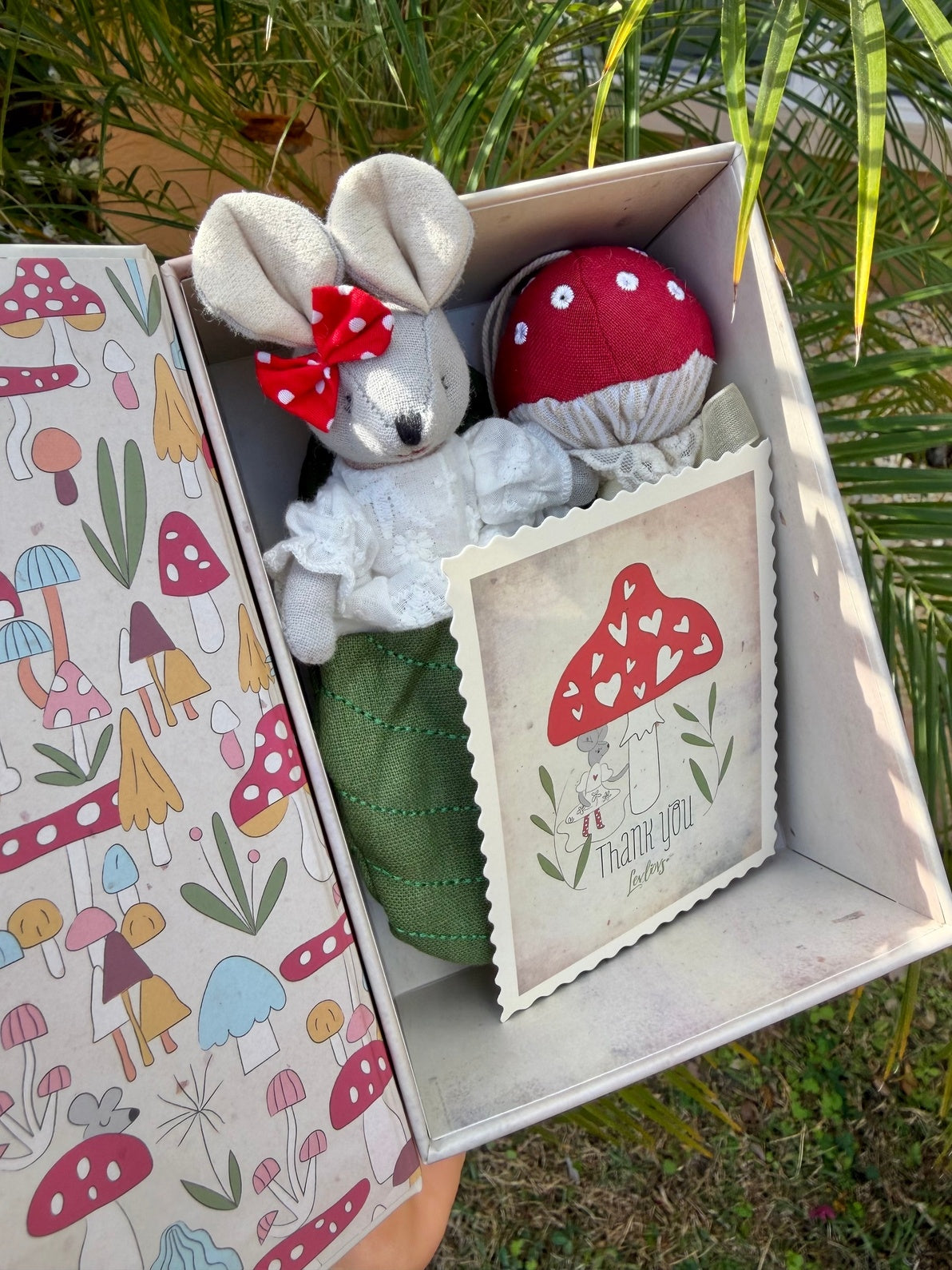 Levlovs Girl Mouse and the Mushroom Wonder Forest Set in Keepsake Box