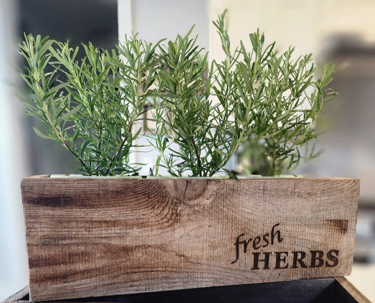 Handmade Reclaimed Wood Rustic Herb Planter, 14" Trough Planting Box