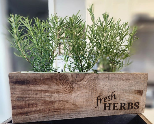Handmade Reclaimed Wood Rustic Herb Planter, 14" Trough Planting Box