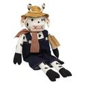 WIlbur The Cow with Overalls and Straw Hat Country Prim Plush 19" Doll