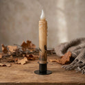 Crows on Fence Post Panorama 7" Led Timer Taper Candle and Black Holder Set