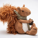 Rustic Squirrelly Harvest Sitter Autumn Squirrel with Scarf & Pinecone Accent