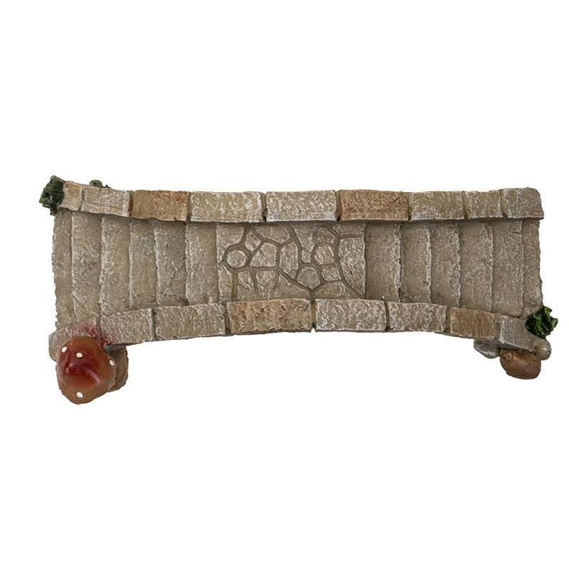Fairy Garden Stone Arch Resin Bridge with Steps and Mushroom Detail, 7 1/2"