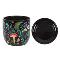 Enchanted Dark Forest 4" Ceramic Planter, Luna Moth & Mushroom Pot with Saucer