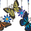 Painted Metal Butterfly Trio and Flowers Small 10" Windchime