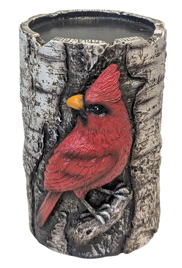 De Leon Collections Resin Birch Log Cardinal Candle Holder, 6" Stand