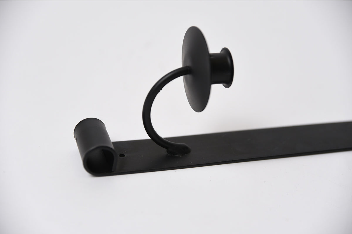 Hand-Forged Primitive Black Iron Wall Sconce Taper Candle Holder, 13.75"