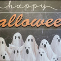 Rustic "Happy Halloween" Ghost Gathering Wood Framed Wall Picture, 9.5"X 15.75"