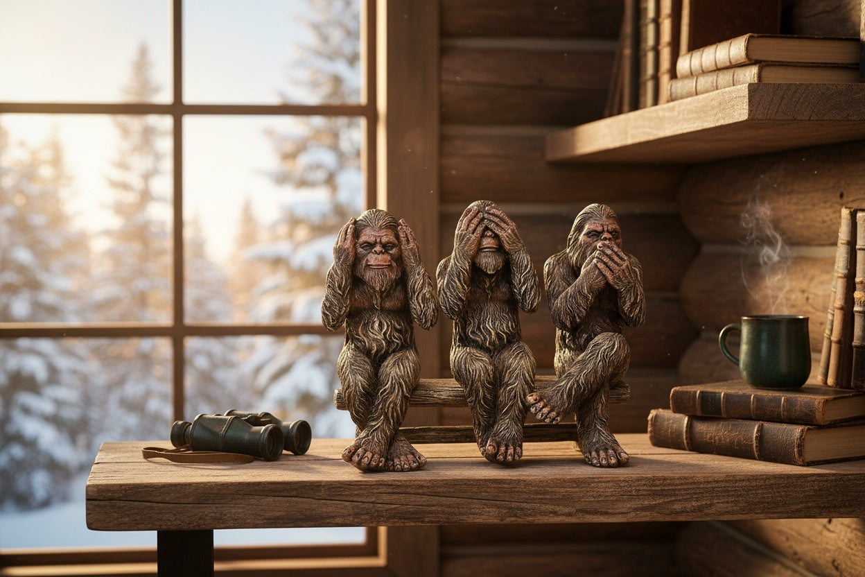 Bigfoot Trio Small Scale Resin Statue See No Evil, Hear No Evil, Speak No Evil
