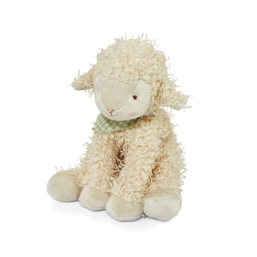 Bunnies By the Bay Shep the Sheep in Green Check Scarf, Plush Stuffed Animal