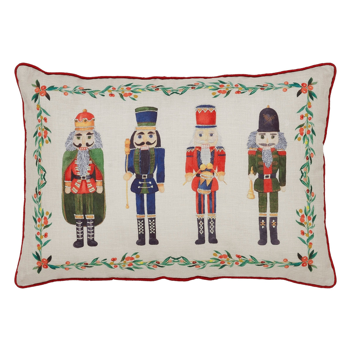 Classic Traditional Nutcracker Cream Christmas Holiday Throw Pillow 14" x20"