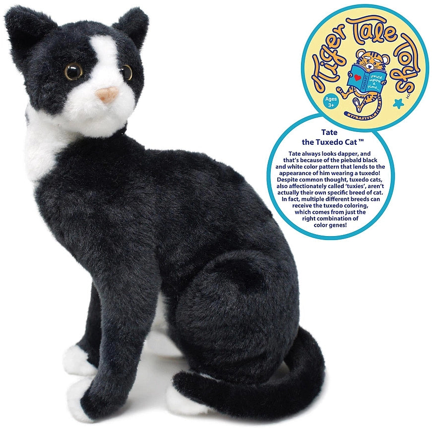Tate The Tuxedo Black and White Kitty Cat, 14" Plush Stuffed Animal