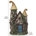 Miniature Stone Fairy House Statue - 10" Enchanted Gnome Cottage with LED Light