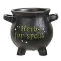 Herbs For Spells Small Witches Cauldron Plant Pot, Black Cold Resin Planter