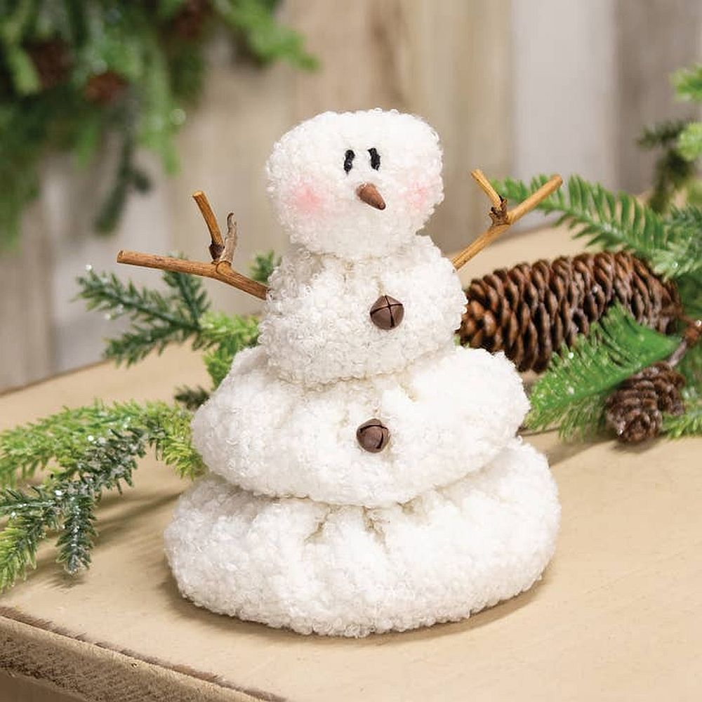 Melting Sherpa Plush Snowman, Festive Winter Holiday 6" Shelf Sitter