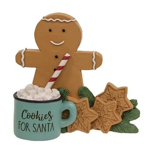 Cookies For Santa Resin Gingerbread Man & Mug Christmas Holiday Figurine