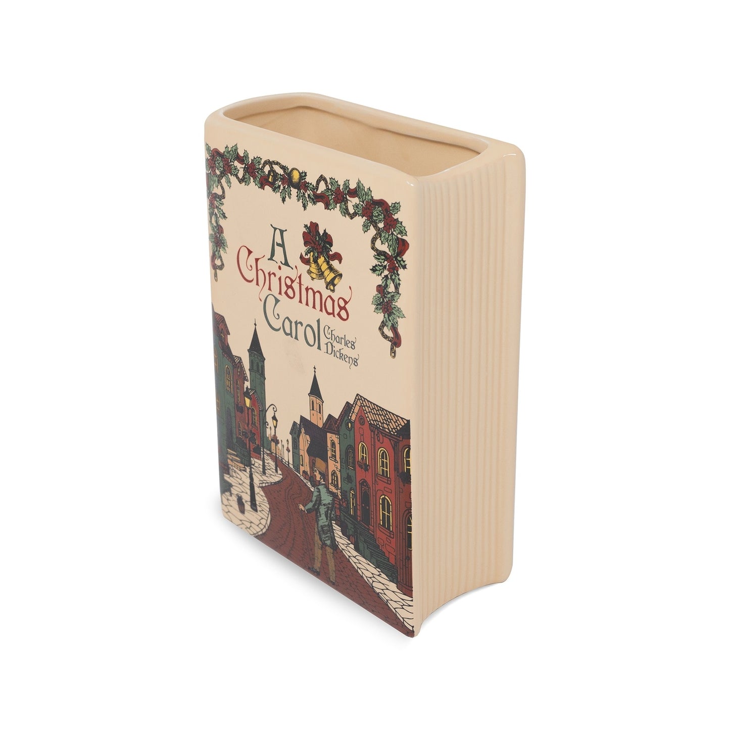 Charles Dickens A Christmas Carol Book-Themed Ceramic Holiday Flower Vase