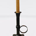 Primitive 8.5" Black Metal Chamberstick Candle Holder with Timer Taper Candle