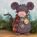 Swiss the Christmas Mouse Fabric Shelf Sitter with Decorative Bulbs & Scarf