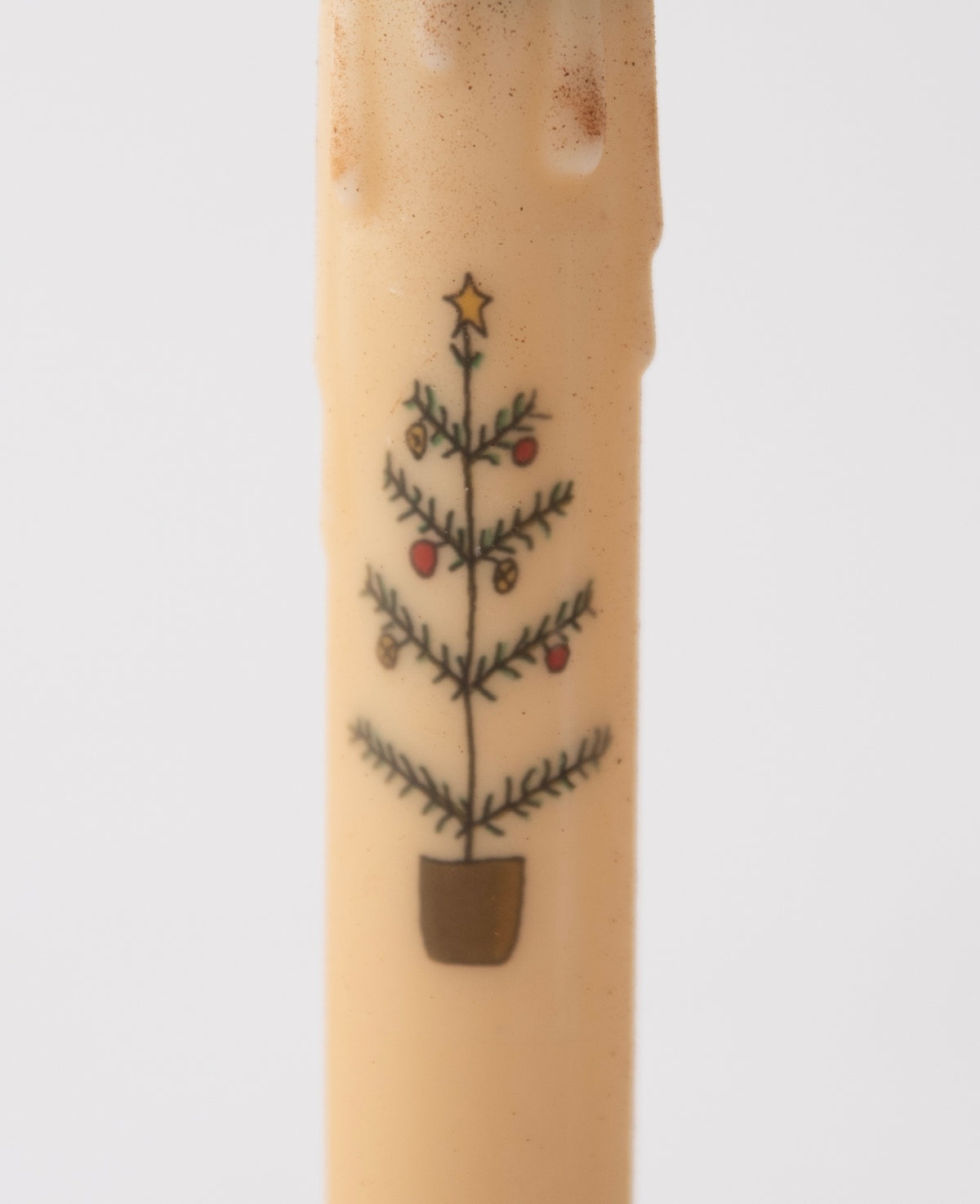 Christmas Tree Primitive Holiday 7" Led Timer Taper Candle and Black Holder Set