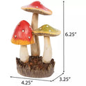 Toadstool Mushrooms Trio, Red and Green with Polka Dots, Fairy Garden Statuette