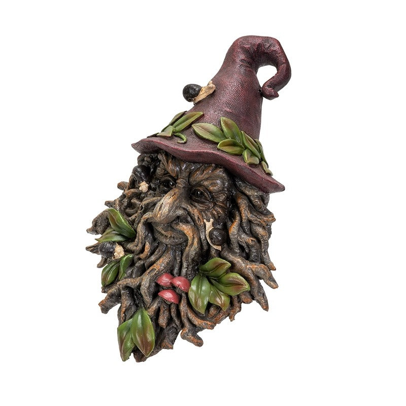 Greenman Wood Spirit Forest Sentinel with Snails and Mushrooms Tree Plaque