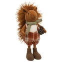 Rustic Squirrelly Harvest Stander – Autumn Figurine with Scarf & Pinecone Accent