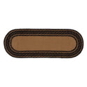 Braided Jute Oval Table Runner 13" x 36" Primitive Black Star Colonial Folk Art