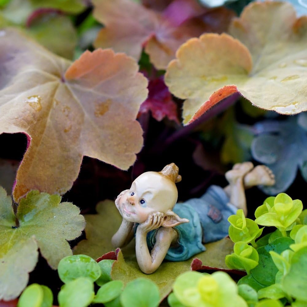 Miniature Fairy and Terrarium Garden Pixie in Thought Statue, 1 1/4"