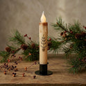Christmas Tree Primitive Holiday 7" Led Timer Taper Candle and Black Holder Set