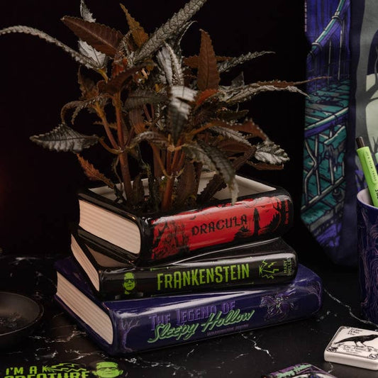 Gothic Classics Dracula, Frankenstein. Sleepy Hallow Ceramic Book Planter