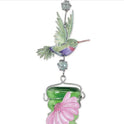 Painted Gardens Metal and Glass 27" Decorative Green Hummingbird Feeder